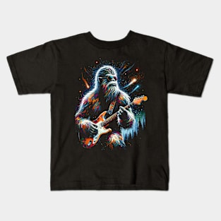 Guitar Sasquatch Bigfoot Rock Music Band Novelty Funny Sasquatch Kids T-Shirt